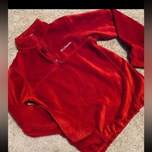 COLUMBIA RED FLEECE QUARTER ZIP PULLOVER size small